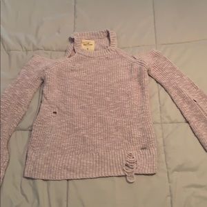 Holister off the shoulder purple ripped sweater
